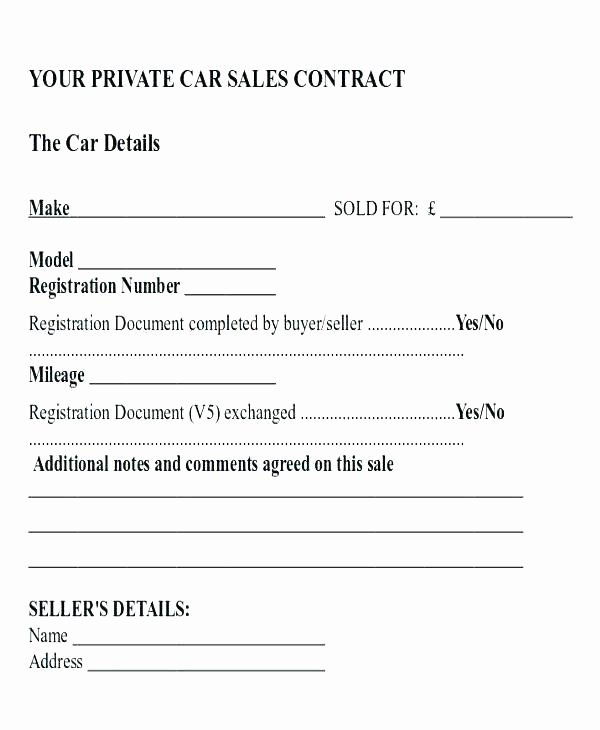 Private Car Sales Contract Lovely Car Sale Contract