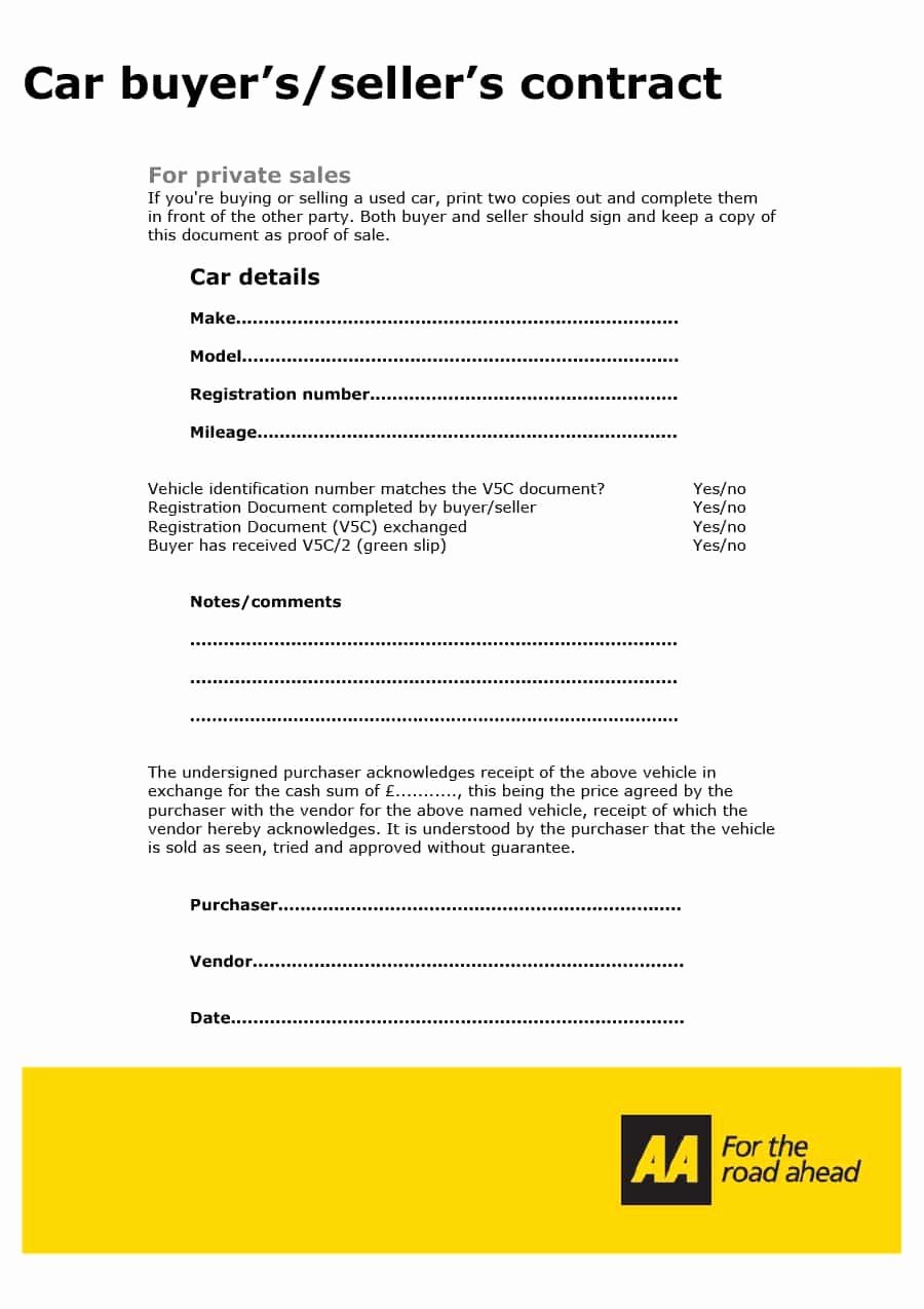 Private Sale Car Payment Agreement New 42 Printable Vehicle Purchase Agreement Templates