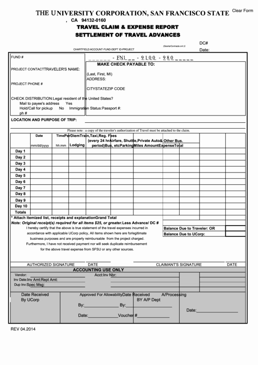 Private Settlement form Awesome Travel Claim &amp; Expense Report Settlement Travel