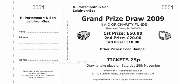 Prize Drawing Template Unique Raffle Ticket 001 Charity