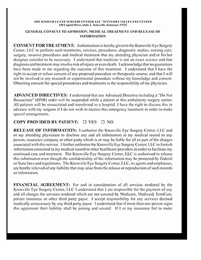 Procedure Consent form Best Of Information for Patients Tennessee Valley Eye Center