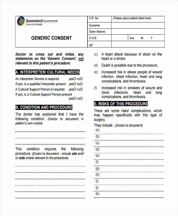 Procedure Consent form Inspirational 22 Free Medical Consent forms