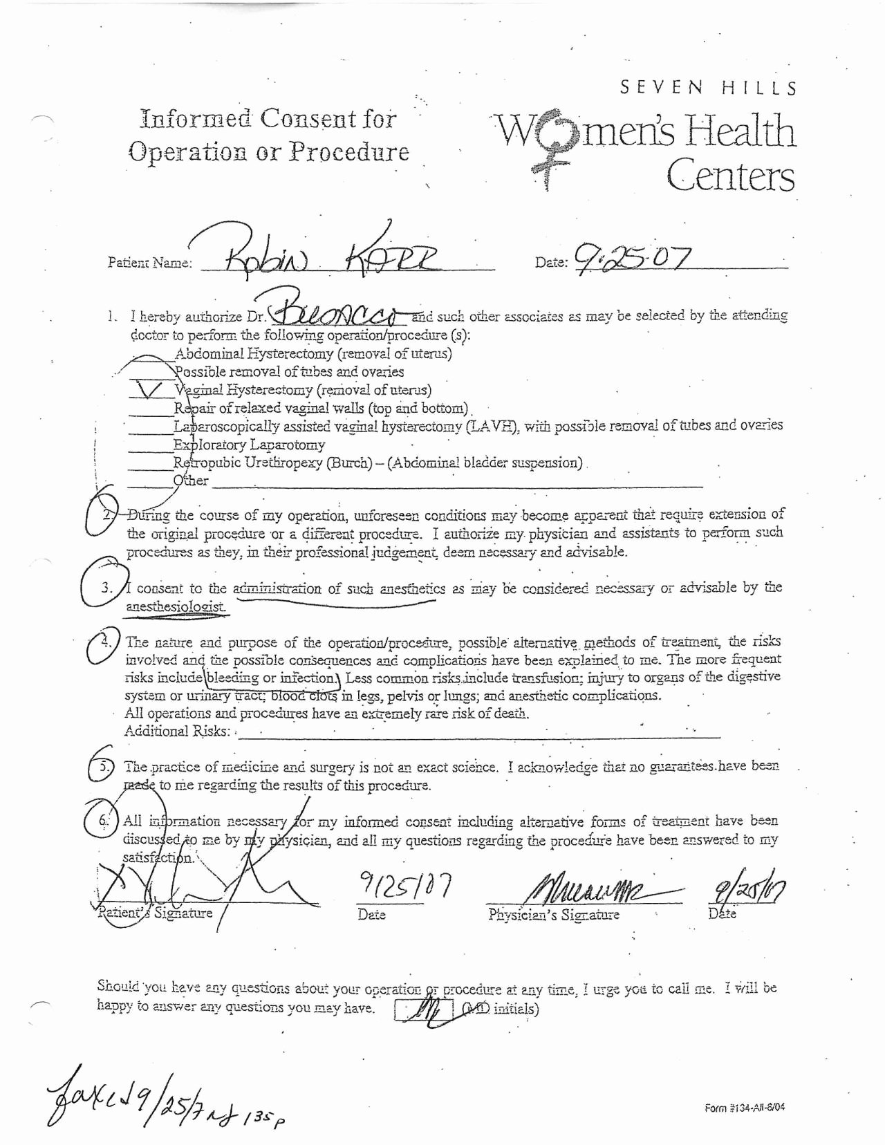 Procedure Consent form New No Midazolam 2012