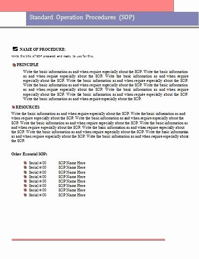 Procedure Templates Word Elegant Standard Operating Procedure Template