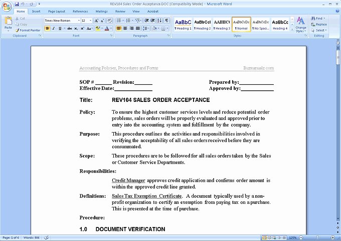 Procedure Templates Word Fresh Policy and Procedure Template Microsoft Word