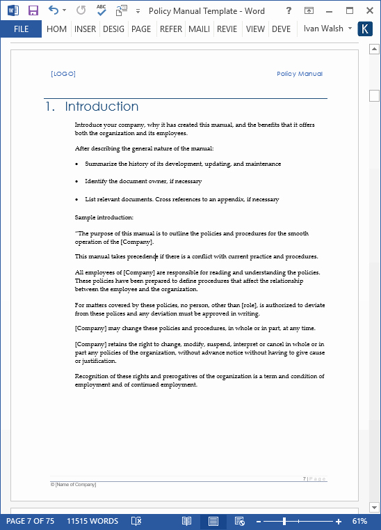 Procedure Templates Word Luxury Download Policy &amp; Procedures Manual Templates Ms Word 68