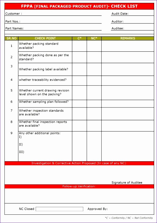 Process Audit Template Fresh 6 Audit Checklist Template Excel Exceltemplates