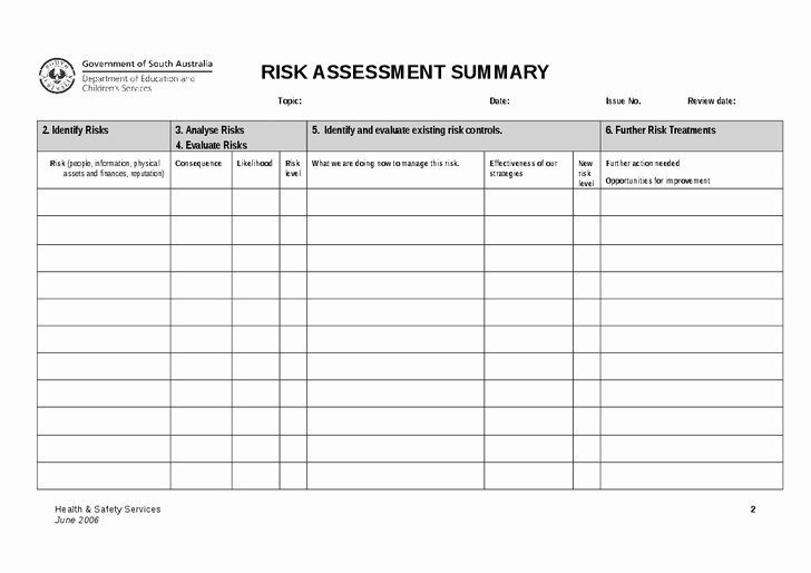 Process Hazard Analysis Template Best Of Risk assessment Template