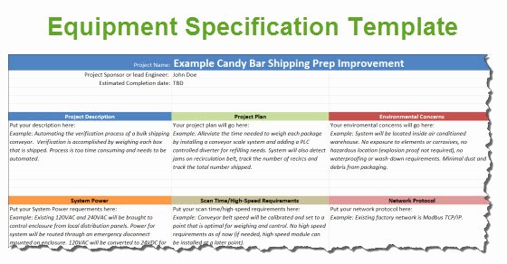 Product Spec Sheet Template Beautiful Equipment Specification Template for Automation Projects