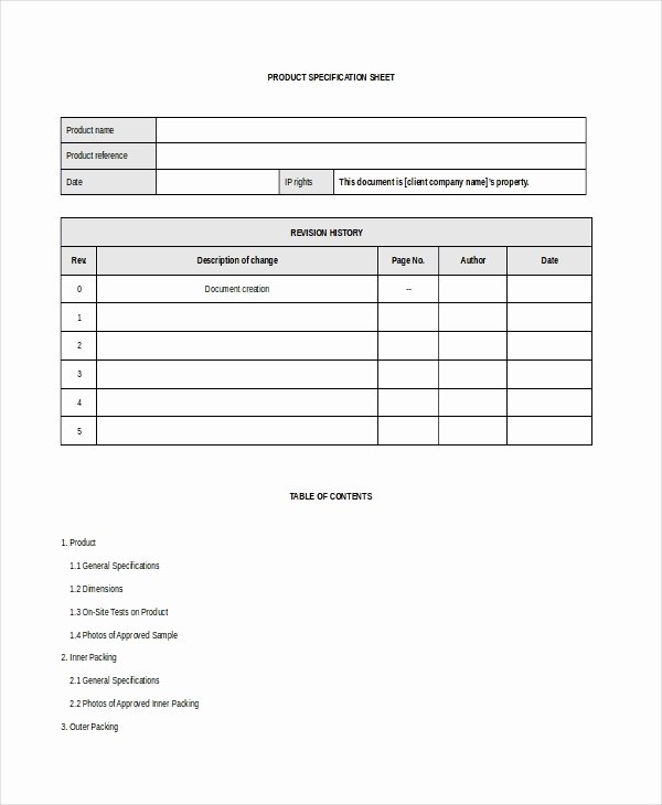 Product Spec Sheet Template Best Of 33 Sheet Templates Free Sample Example format