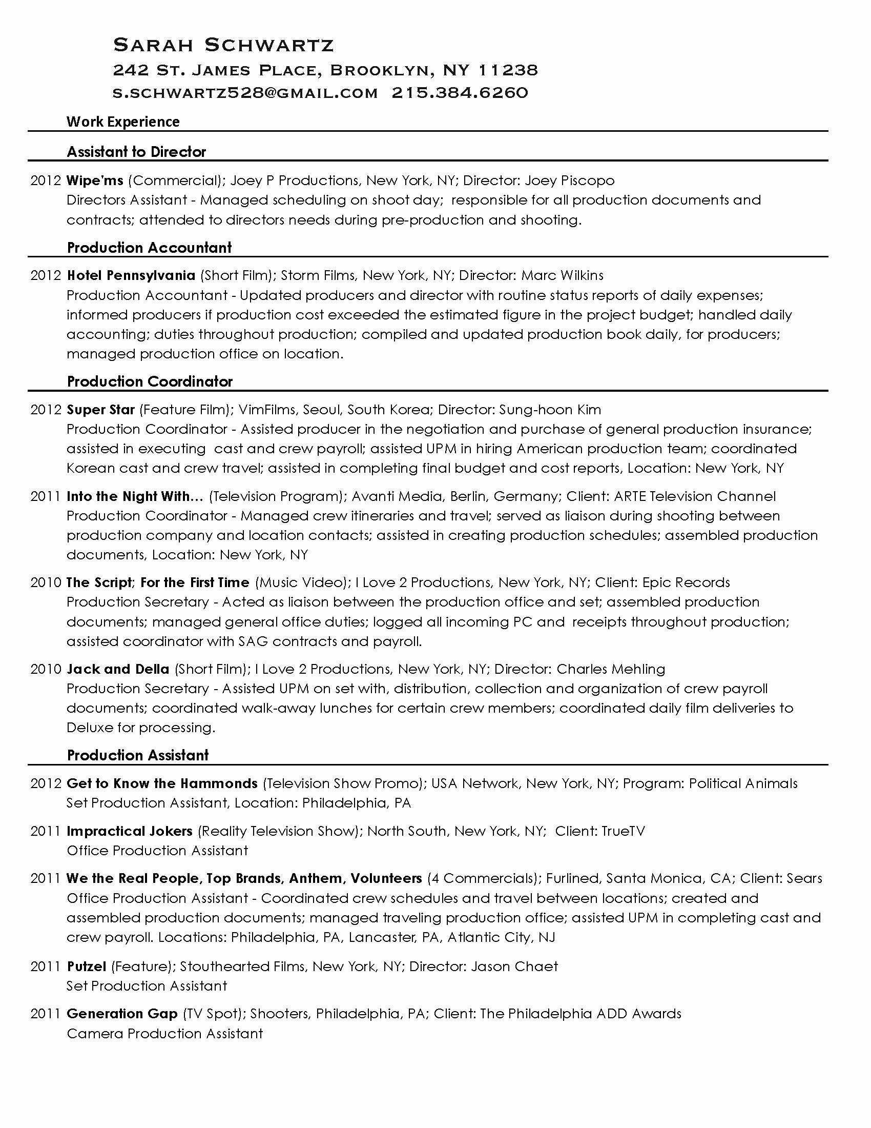 Production assistant Resume Examples Best Of Mark Lowndes Resume Frompo