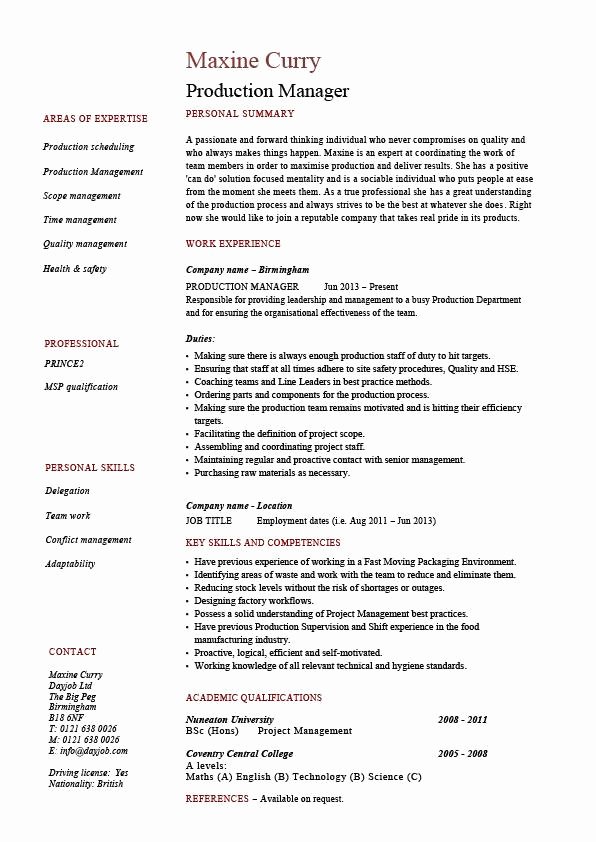 Production assistant Resume Examples New Production Manager Resume Samples Examples Template