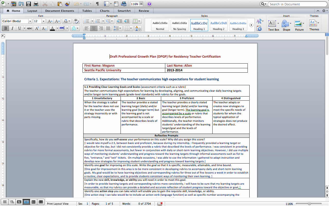 Professional Development Plan for Teachers Examples New Megann Allen Bportfolio