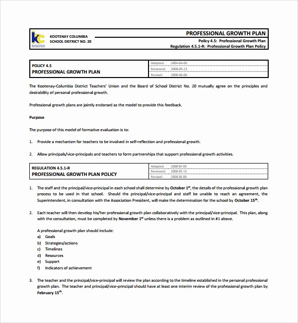 Professional Development Plan for Teachers Template Beautiful 9 Growth Plan Templates