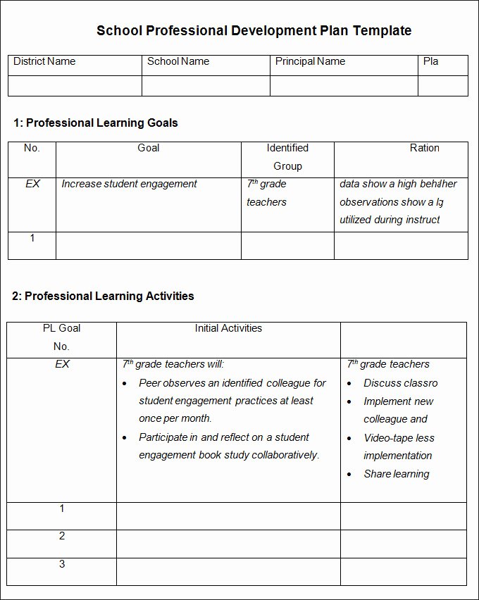 Professional Development Plan for Teachers Template New Professional Development Plan Template Free Word