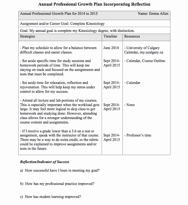 Professional Development Plan Sample for Teachers Unique Emma S Portfolio