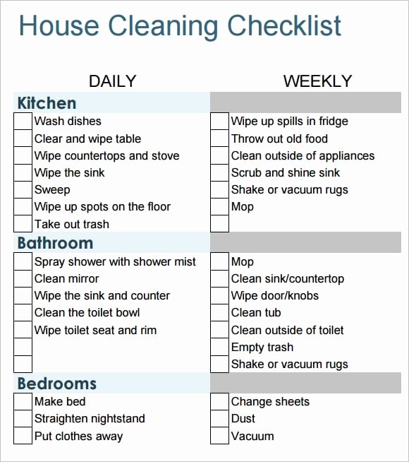 Professional House Cleaning Checklist Printable Beautiful 6 House Cleaning List Templates Word Excel Pdf Templates