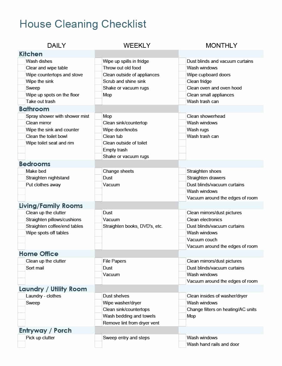 Professional House Cleaning Checklist Printable Best Of House Cleaning Checklist