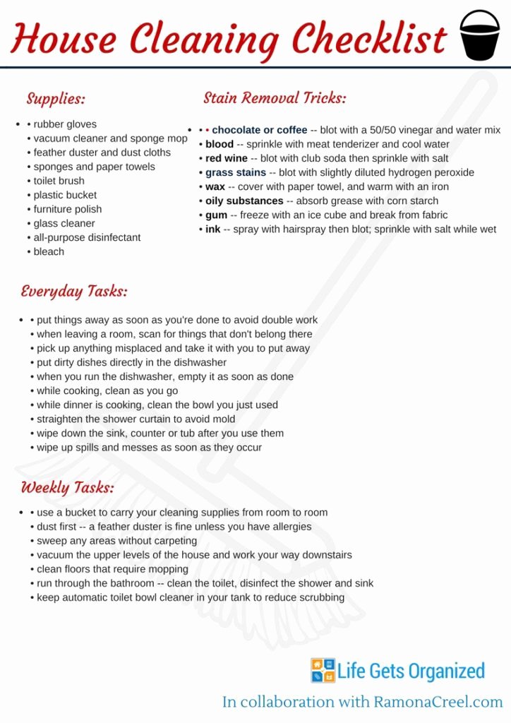 Professional House Cleaning Checklist Printable Fresh Checklist for Cleaning Houses