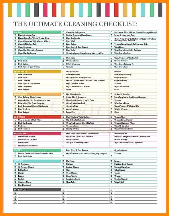 Professional House Cleaning Checklist Printable Inspirational Checklist for Cleaning Houses