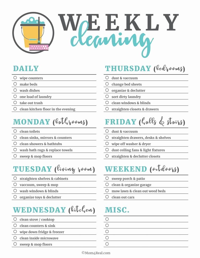 Professional House Cleaning Checklist Printable Inspirational Printable Cleaning Checklists for Daily Weekly and