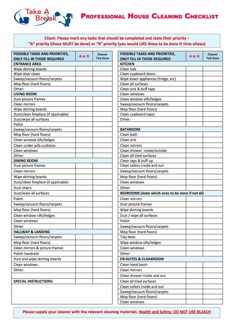 Professional House Cleaning Checklist Printable Inspirational Professional House Cleaning Supplies List Vacations