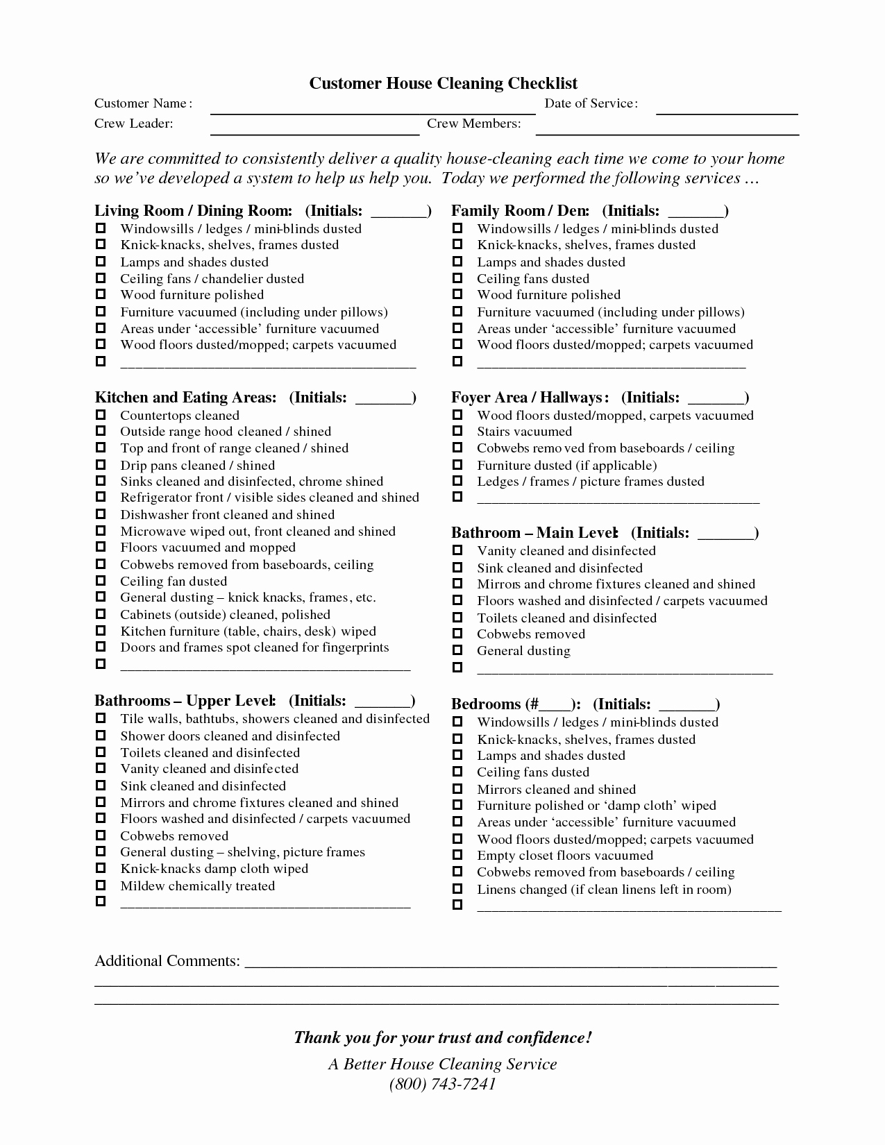 Professional House Cleaning Checklist Printable Inspirational Residential Cleaning Services Checklist