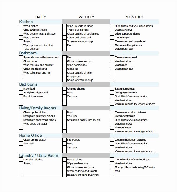 Professional House Cleaning Checklist Printable Unique Sample House Cleaning Checklist
