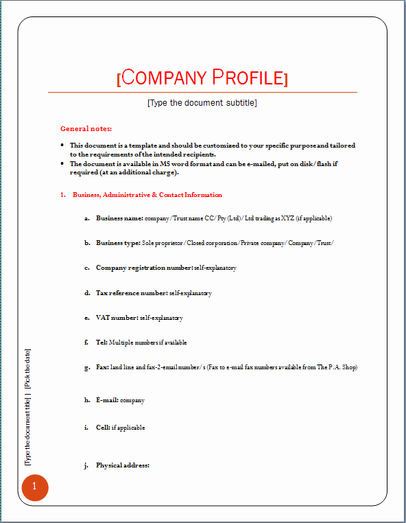 Profile Template Word Inspirational Pany Profile Template