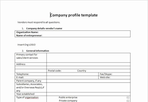 Profile Template Word Luxury Pany Profile Templates Word Excel Samples