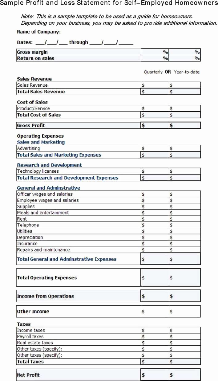 Profit and Loss Template for Self Employed Best Of Download Profit and Loss Statement for Self Employed