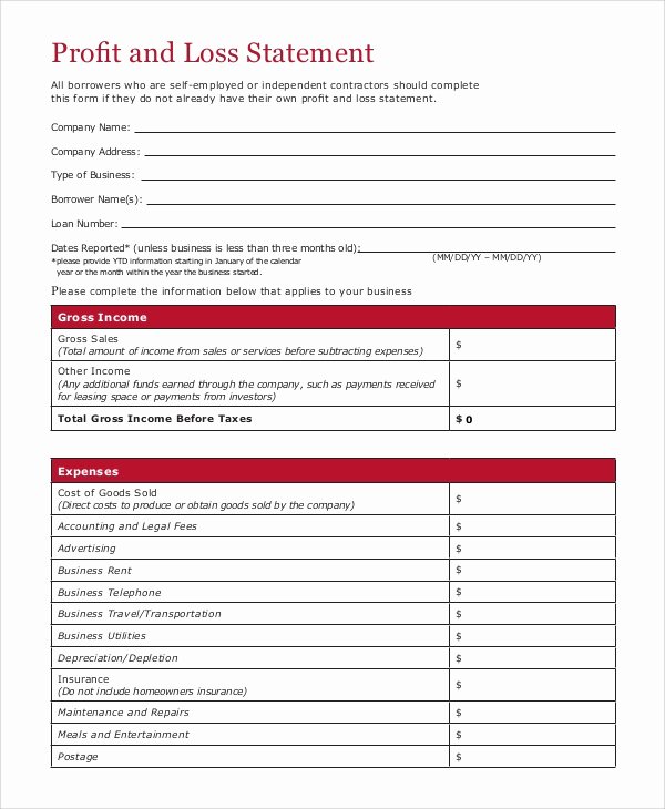 Profit and Loss Template for Self Employed Inspirational Sample Profit and Loss Statement 14 Documents In Pdf