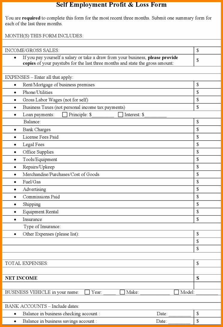 Profit and Loss Template for Self Employed Luxury 7 Self Employed Profit and Loss Statement