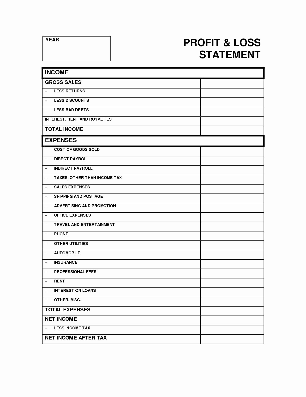 Profit and Loss Template for Self Employed New Profit and Loss Spreadsheet Free Samplebusinessresume