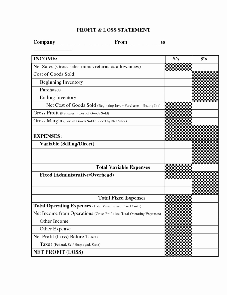 Profit and Loss Template for Self Employed Unique Profit and Loss Template for Self Employed