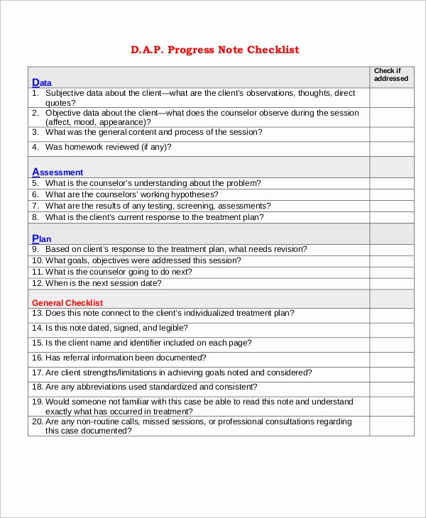 Progress Notes Template Lovely 6 Sample Dap Notes Pdf Doc