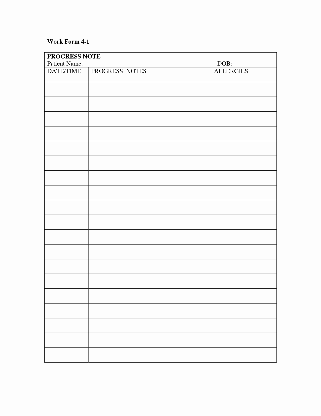 Progress Notes Template New Progress Note Template