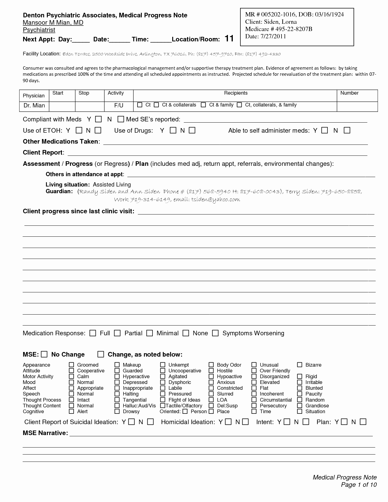 Progress Notes Template Unique 10 Best Of Printable therapy Progress Note