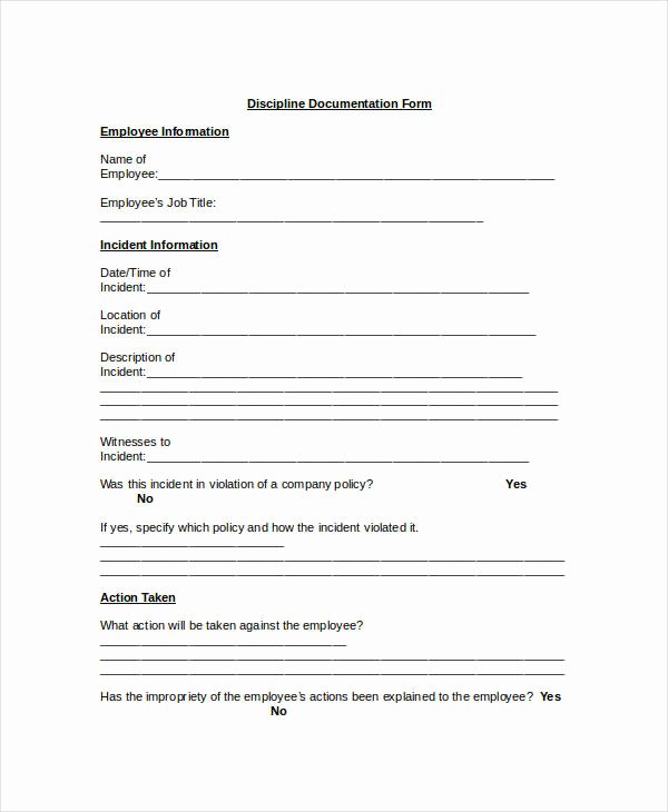 Progressive Discipline form Template Awesome Employee Discipline form 6 Free Word Pdf Documents