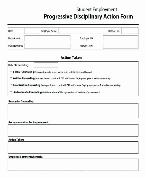 Progressive Discipline form Template Beautiful Employee Disciplinary Action form Pdf – Hedonia