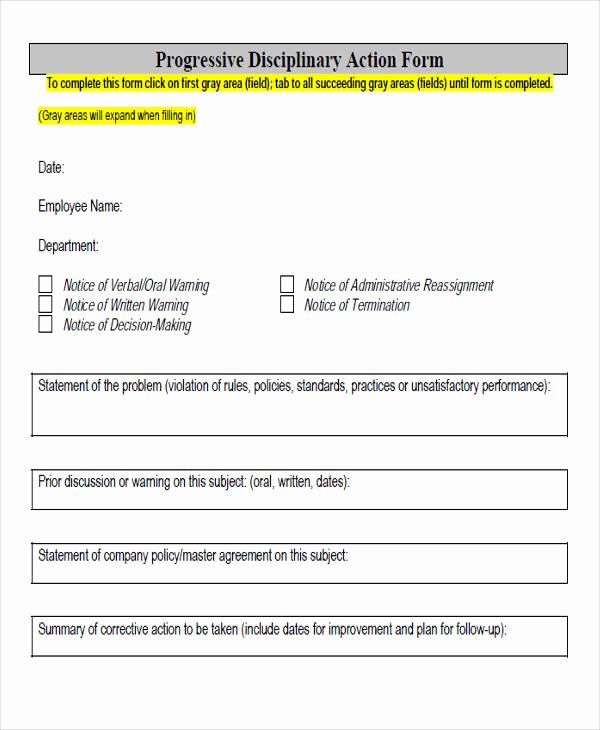 Progressive Discipline form Template Best Of Notice form Example