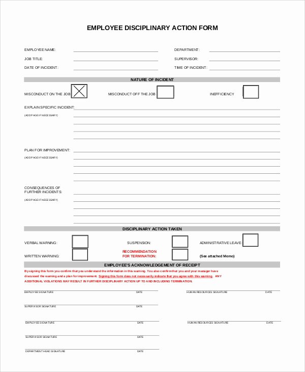 Progressive Discipline form Template Lovely Sample Employee Discipline form 10 Examples In Pdf Word