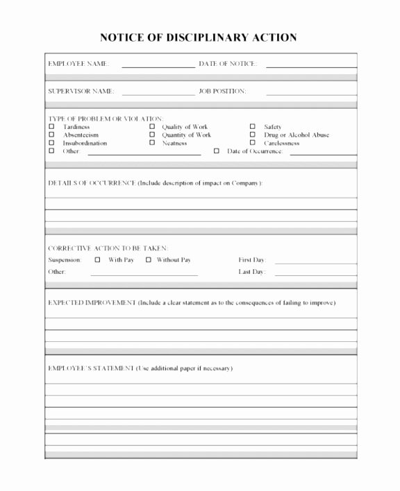 Progressive Discipline form Template New 9 Progressive Discipline form Template Tutzo