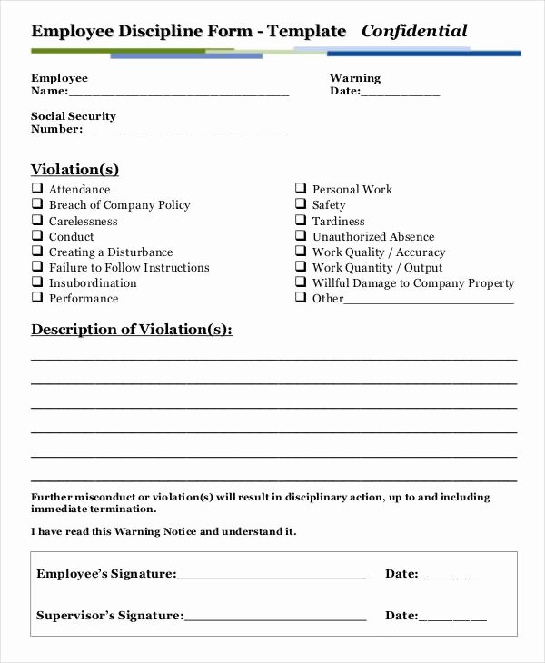 Progressive Discipline form Template New Employee Discipline form