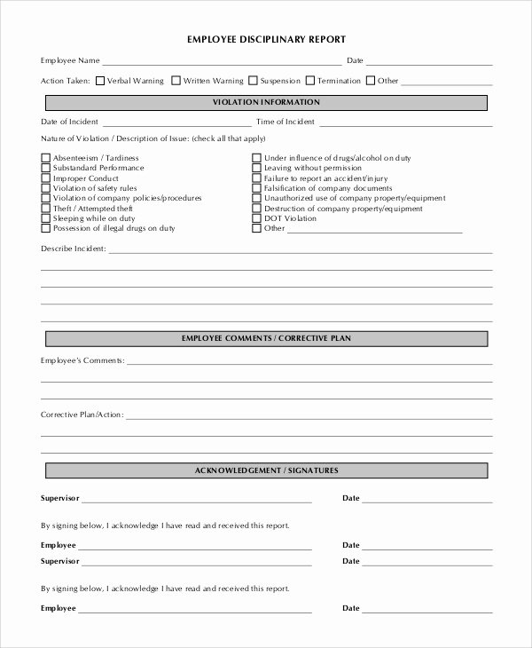 Progressive Discipline form Template New Sample Employee Discipline form 10 Examples In Pdf Word