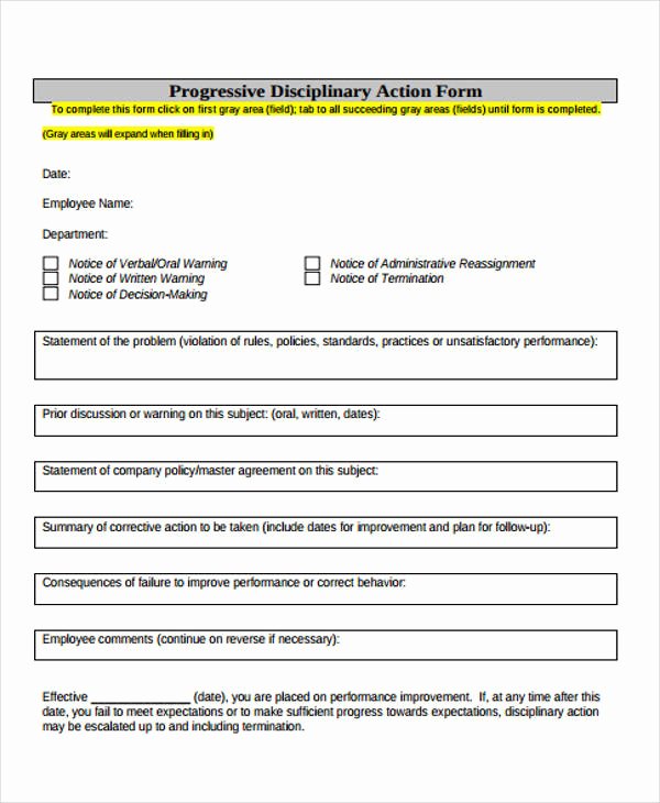 Progressive Discipline form Template Unique 39 Free Notice forms