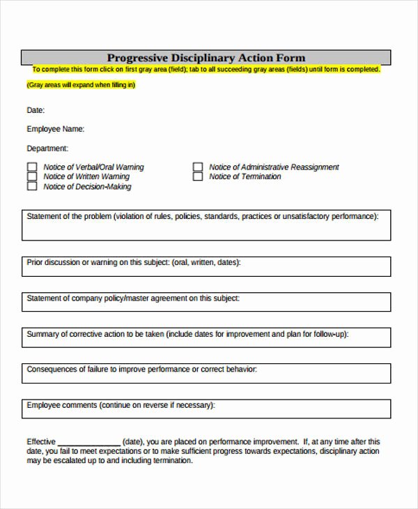 Progressive Discipline form Template Unique 39 Free Notice forms