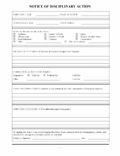 Progressive Discipline form Template Unique 9 Progressive Discipline form Template Tutzo