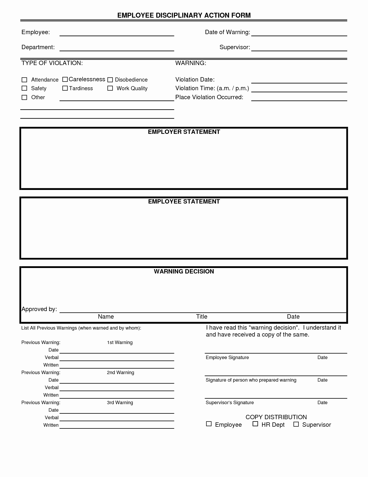 Progressive Discipline Template Awesome Disciplinary form Template Free