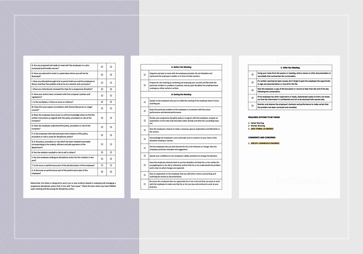 Progressive Discipline Template Inspirational Checklist Progressive Discipline Documentation Template In
